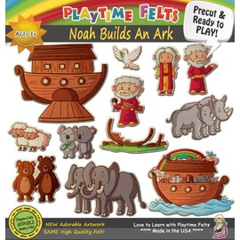 Playtime Felts Noah Builds an Ark | PRECUT Ready to Play Colorful & Durable Felt Pieces for Toddlers, Preschool & Kindergarten | Reusable Felt Board Stories