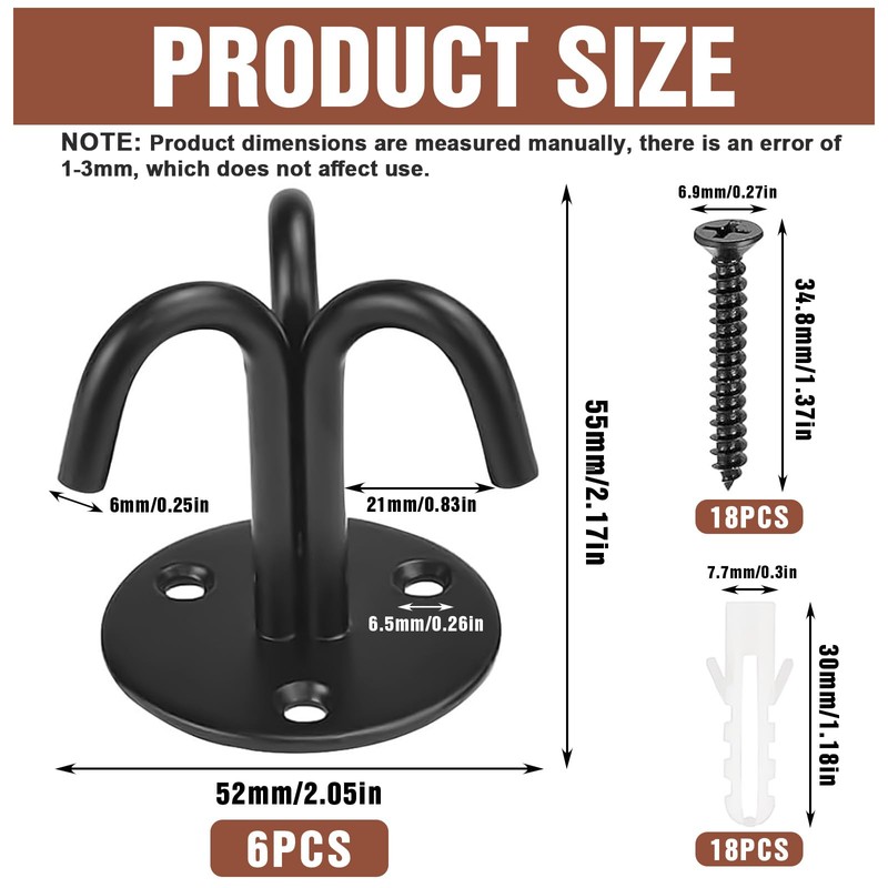 Ouzionz Pack of 6 Ceiling Hooks with Screws Ceiling Hooks,