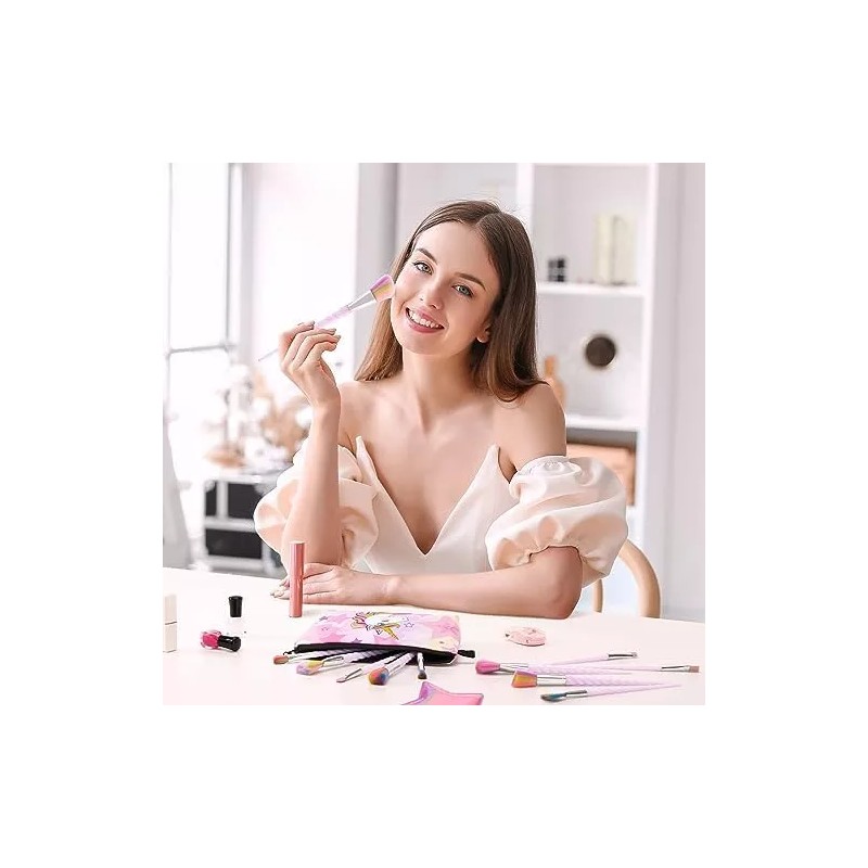 WERNNSAI Juego De Brochas De Maquillaje De Unicornio, 12 Brochas