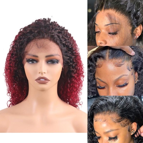 ManeMajesty 18 Inch Kinky Curly Lace Front Wigs Human Hair