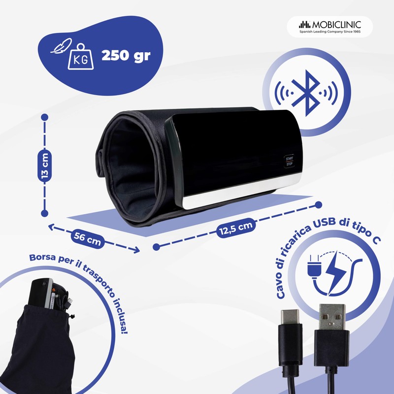 Mobiclinic®, Misuratore Pressione da Braccio, Digitale, Connessione Bluetooth e APP,