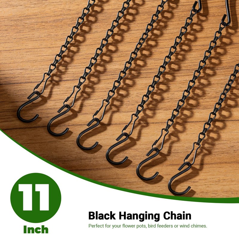 Mikniri 6 Pack 11 Inch Plant Hanger,Black Hanging Chains with