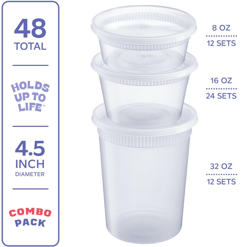 GUSTO To Go Food Containers with Lids [8 oz, 16