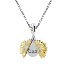YQSLIN Inspirational Sunflower Locket Necklace You are My Sunshine Engraved Pendant Pendant for Women Girls Girlfriend Mom Birthday