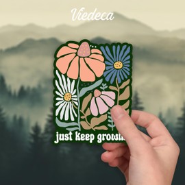 (3Pcs) Just Keep Growing Sticker Inspirational Sayings Girl Power Motivational Quotes Vinyl Decals for Tumbler Laptop Kindle Water Bottles Books Phone - Size 3x2.2 Inch