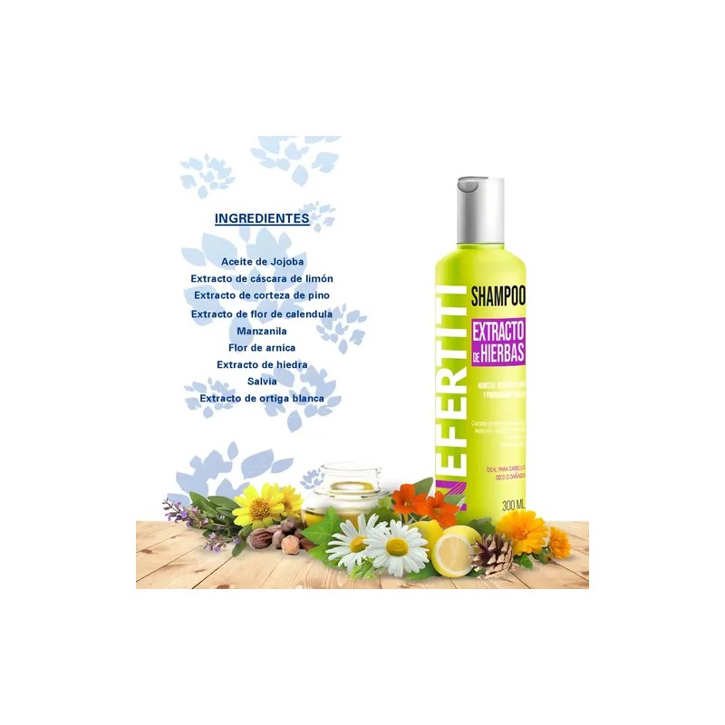 Shampoo De Hierbas Cabello Dañado Nefertiti 300ml