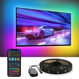 Govee TV LED Backlight,RGBIC Smart LED Strip Lights for 70-80 inch TVs, Bluetooth and Wi-Fi Control, Works with Alexa & Google Assistant, Music Sync, 99+ Scene Modes, Adapter