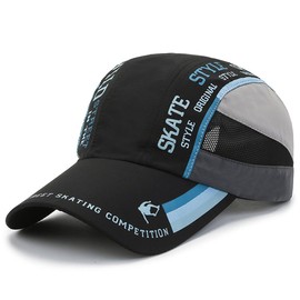 Men's or Women's Baseball Cap Summer Running Hat Quick Drying Breathable Adjustable Caps, black
