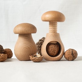 HOFMEISTER® Mushroom Nutcracker Made of Beech Wood, Handmade in Europe, Cracks Each Nut with Little Strength, Ideal for Children, Nut Shells Stay in the Cracker