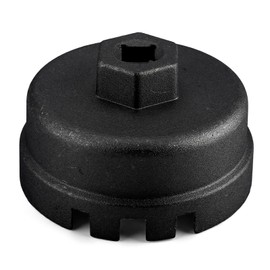 PLALEI Oil Filter Wrench, 64mm 14 Flutes 6 Slots Oil Filter Removal Tool, Aluminum Oil Filter Socket Set, Compatible with Toyota 4 Runner, Prius, RAV4, Highlander, Tundra & More (Black)