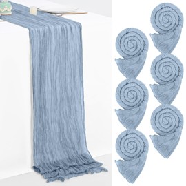 6 Packs Cheesecloth Table Runner,Dusty Blue Table Runner,Gauze Boho Rustic Table Runner,Dusty Blue Cheesecloth Table Runner for Wedding Bridal Shower Birthday Party Dining Table Decor.(55x180 cm)