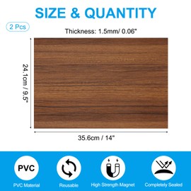 PATIKIL 14"x9.5" Magnetic Vent Cover, 2 Pack Floor Wall Air Registers Cover High Strength Magnetic Vent Blocker for Home RV HVAC Fireplace Furnace, Wood Grain Color