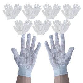 BLOOM SPIRITS Thin Work Gloves for Sweaty Hands, White, Anti-Slip, Work Gloves (Set of 8 White Pairs)