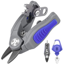 Booms Fishing FR1 Line Cutter Fishing Scissors with Pin-on Reel, Lock Function, Serrated, Corrosion Resistant