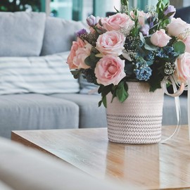 Hivexagon Pack of 2 Hanging Woven Rope Storage Baskets with Handle - Wall Baskets 6 x 5.5 Inch Round Containers for Home Decor, Baby Nursery, Plants Toy Towels Organiser HG579