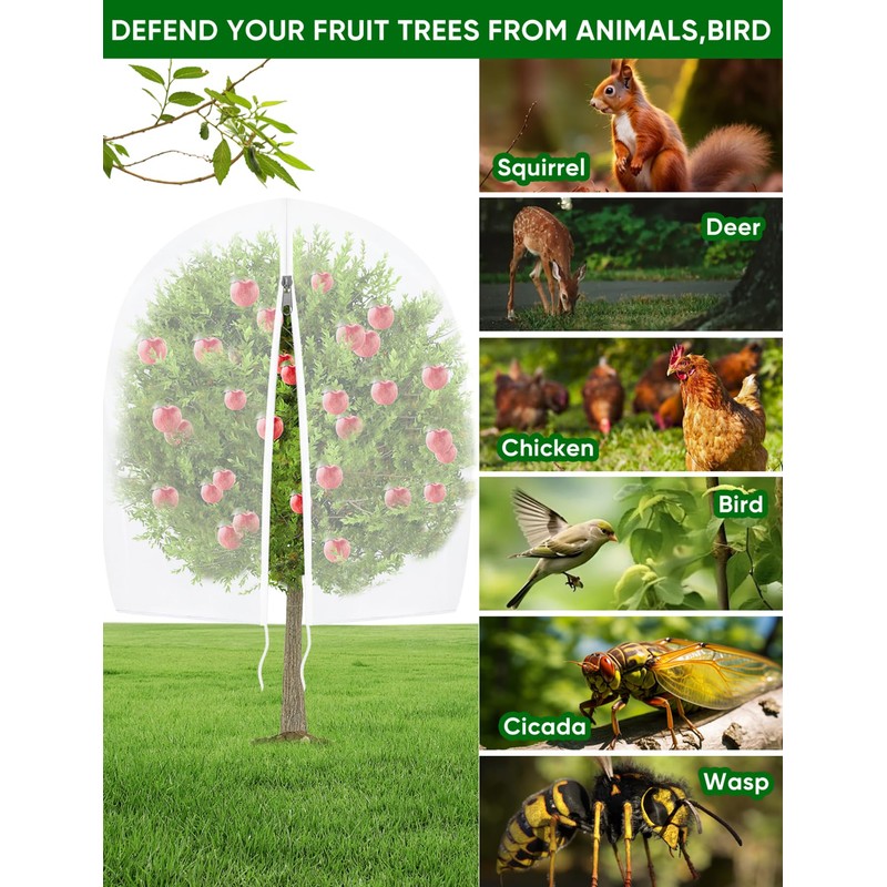 Large Fruit Trees Netting Cicadas - 2Pcs 8X5.3FT with Zipper