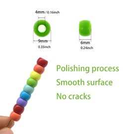 3000Pcs 6x9mm Smooth Pony Beads,Polished 7-color Rainbow Acrylic Pony Beads Bulk,Craft Loose Beads Set for DIY Beading Supplies,Hair Braids Beads(Rainbow)