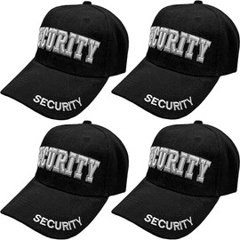 Auhafaly 4 Pack Security Hat Baseball Ball Cap Black Embroidered Adjustable 100% Cotton
