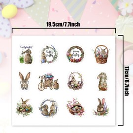 Whaline 1200Pcs Vintage Easter Stickers 12 Design Happy Easter Stickers Retro Easter Bunny Rabbit Floral Gift Party Favor Label Stickers for Spring Party Seals Cards Envelopes