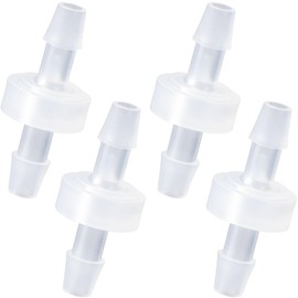 PAGOW 1/4 Inch Check Valve, 4 Packs 6mm One-Way Barb Hose for Fuel, Gas, Liquid, Air, Plastic Water Stops, Micro Diaphragm Check Valve for Air Intake Feed (6mm, White)