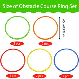 12 Pcs Obstacle Course Ring Set Exercise Hoop for Kids Large Hoop Plastic Toys Playground Toys for Gymnastics Practice Party Games Educational Activities Holiday Decoration, 5 Colors (15.8 Inch)