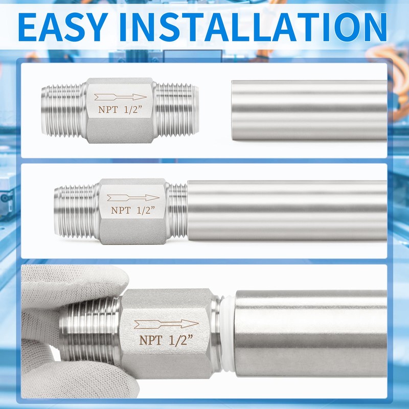 ChillWaves 304 Stainless Steel In-Line Siamese Check Valve 1/2" NPT