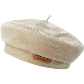 YeeHeen Beret Hats Artist Hat Solid Color French Beret for Women Men Beige