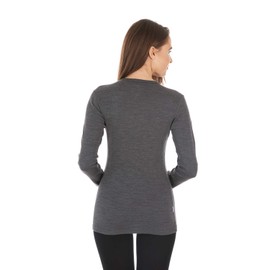 100% Merino Wool - Women's Midweight Base Layer - Long Sleeve Crew - Charcoal Gray - Medium