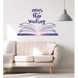 Large Vinyl Wall Decal Open Book Quote Reading Room Library Decor Stickers Mural (ig5184) Black
