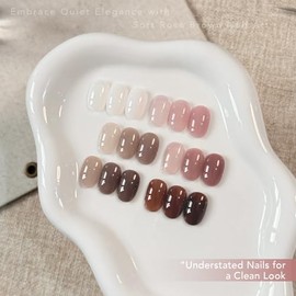 GAOY- Esmalte de uñas en gel transparente de color marrón rosa y gelatina de 6 colores marrón transparente, rosa y blanco, kit de esmalte de gel trans