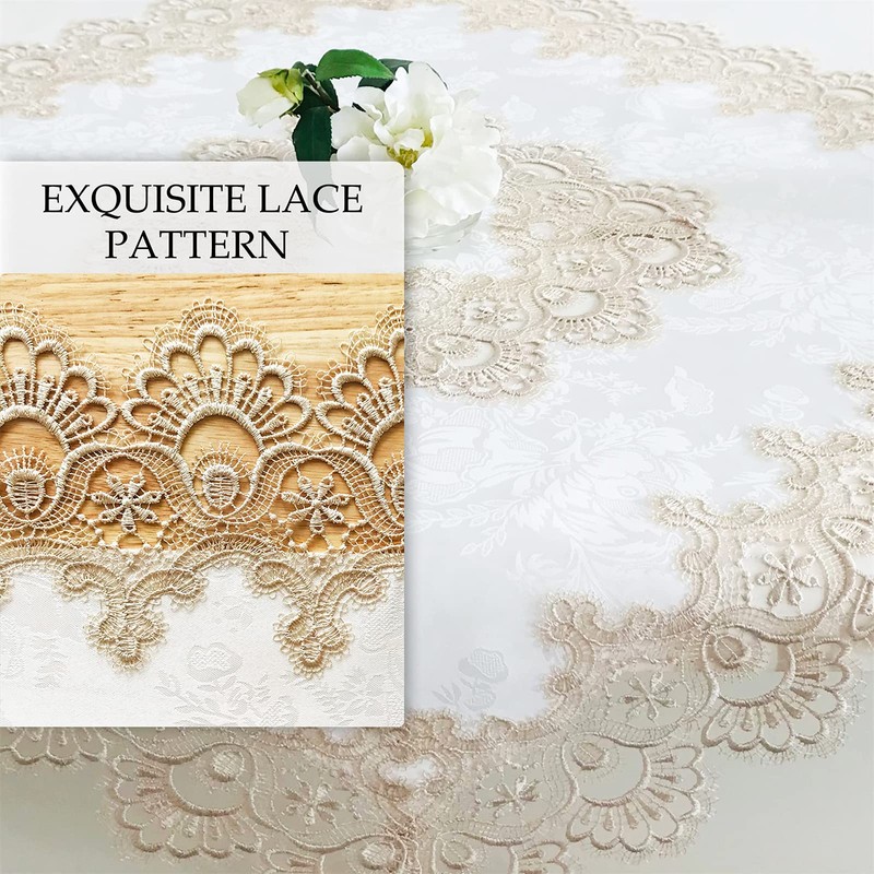 BrekSdat Rectangle Table Runner Beige Embroidered Lace 16 x 70
