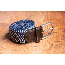 SWOLE PANDA Unisex Recycled Woven Belt, Elastic Belt for Men and Women, Belt Buckle Stretch Woven Belt - Navy Fine Weave
