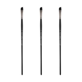 Black Swan Synthetic Red Sable Paint Brushes -Angular Size # 10 - Set of 3 - Professional Quality Long Handle Paint Brushes for Oil, Heavy Body Media and Acrylic - Artists of All Levels