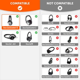 WC Almohadillas para Orejas de Repuesto para Auriculares Bose QuietComfort 15 / QC 25 / AE2 / AE2I / AE2 W/True Sound/Link Sound (Around-Ear Solo) | Negro