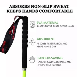 OKHEALING High Strength Carbon Fiber Trekking Poles, Pack of 2, Foldable 5 Sections Lightweight and Strong, Protects Joints, Suitable for Hiking, Trekking and Mountaineering (Yellow, 130 cm)