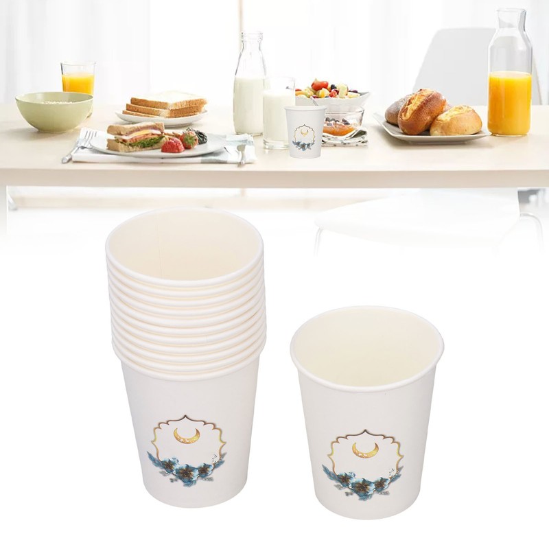 48Pcs Eid Mubarak Paper Cups Eid Mubarak Style Disposable Sturdy