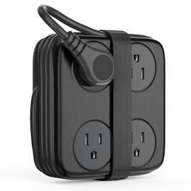 ORICO Regleta Multicontacto de Viaje con Enchufe Plano, Extensión Eléctrica de 1.5 m, 8 Salidas + 3 Puertos USB (1 USB-C), Estación de Carga Portátil 