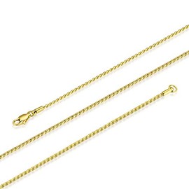 FOSIR 2mm 18K Gold Plated Surgical Stainless Steel Unique Rope Chain Necklace for Men Women,20 Inch