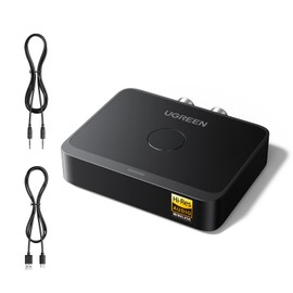 UGREEN Bluetooth 6.0 Adapter Stereo System with LDAC Decoding, Hi-Res Audio Gold Standard Certification, Aux Bluetooth Audio Receiver Compatible with Speaker, Amplifier and Car Radio