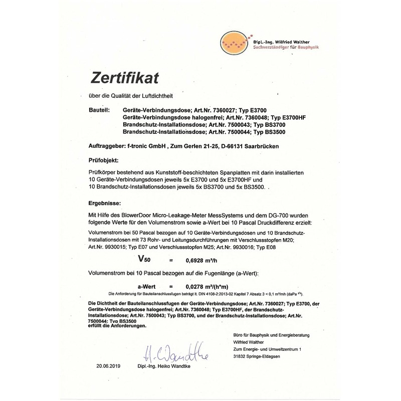 F-Tronic Device Junction Box E3700, 61 x 68 mm, Pack