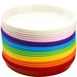 Frcctre 24 Pack Plastic Plates, 7 Inch Colorful Plastic Dinner Plates Salad Plates, BPA Free Reusable Small Snack Plates Dinnerware Set for BBQ, Travel, Events, Dishwasher Safe, 8 Colors