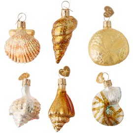 Old World Christmas Mini Ornamen Glass Blown Ornaments for Christmas Tree Assorted Sea Shell Set
