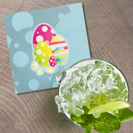 Unbranded Mixed Easter Eggs 4'' X 4'' Square Wooden Coaster