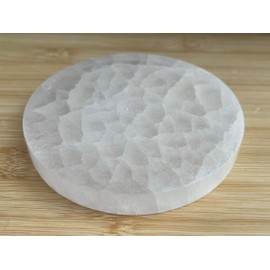 GAF TREASURES Selenite Circle Charing Plate, 4" Selenite Charging Station for Crystal Cleansing, Crystal Grib Layout, Energy Charging& Purification (One Plate)