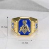 IFUAQZ Men's Stainless Steel Gold Plated Freemason Symbol Masonic Rings