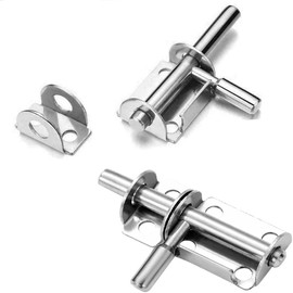 Jindizi Wooden Door Latch, 2Pcs Sliding Bolt Gate Latch, Heavy Duty Stainless Steel Lock Hasp Sliding Bolt Safety Hardware Kit