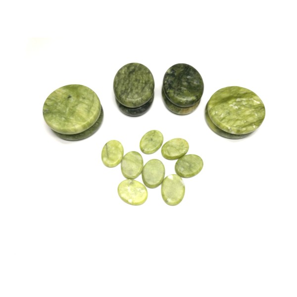 Windfulogo 16Pcs Large Hot Massage Stones Set Natural Green Jade Heated Warmer Stone for Spa Massage 886834