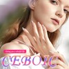 Ceboic Pack of 24 Glue-On Nails, Short Square Pink White
