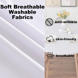 Limalred Fitted Spandex Oval Tablecloth, Soft Skin Friendly Non Pilling Breathable Fabric Table Cover with Elastic Band for Dining Gathering Party Banquet Decoration 48 x 68 Inch White