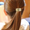 Tinoaly 3 Pcs Geometric Metal Hair Ties for Women, Gold
